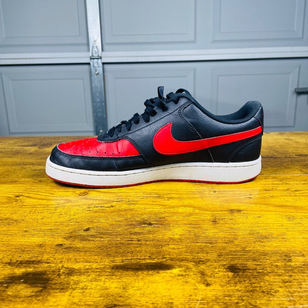 Nike Court Vision Low Mens 10 Black Red Excellent Bred Sneakers CD5463-002 - Picture 2 of 11